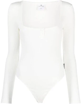 Courreges Logo-Patch Ribbed Cotton Bodysuit