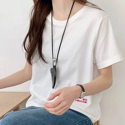 Lettering Embroidered Round Neck Short Sleeve T-shirt
