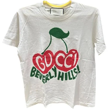 GUCCI White Cotton Cherry Print T-Shirt XS International