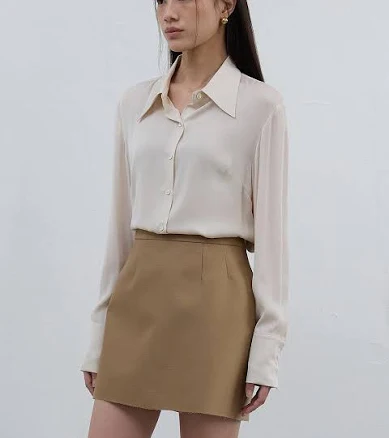 "THE BOONDOCK SAINTS Sharp Collar Silk Shirt" by W Concept