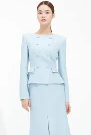 Wool Silk Boat Neck Line Flare Jacket
