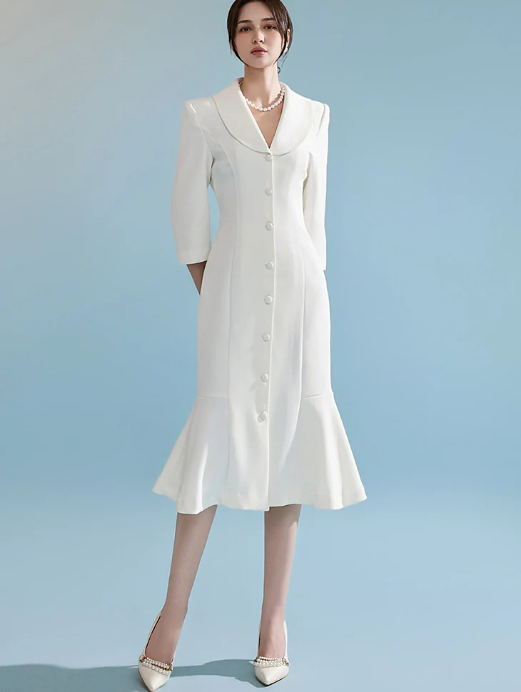 Round Collar Slim Frill Dress