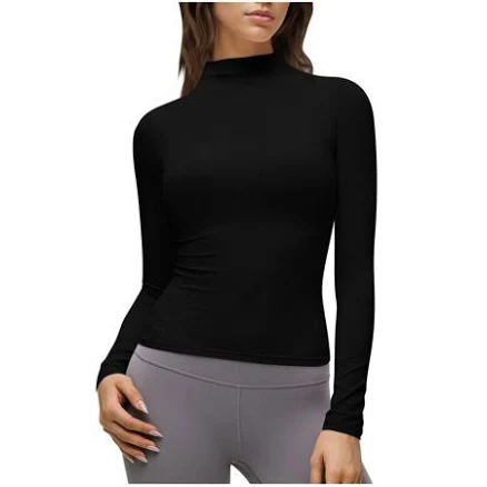 Women's Half High Neck Long Sleeve Workout Tops