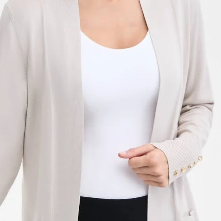JM Collection Button-Sleeve Flyaway Cardigan