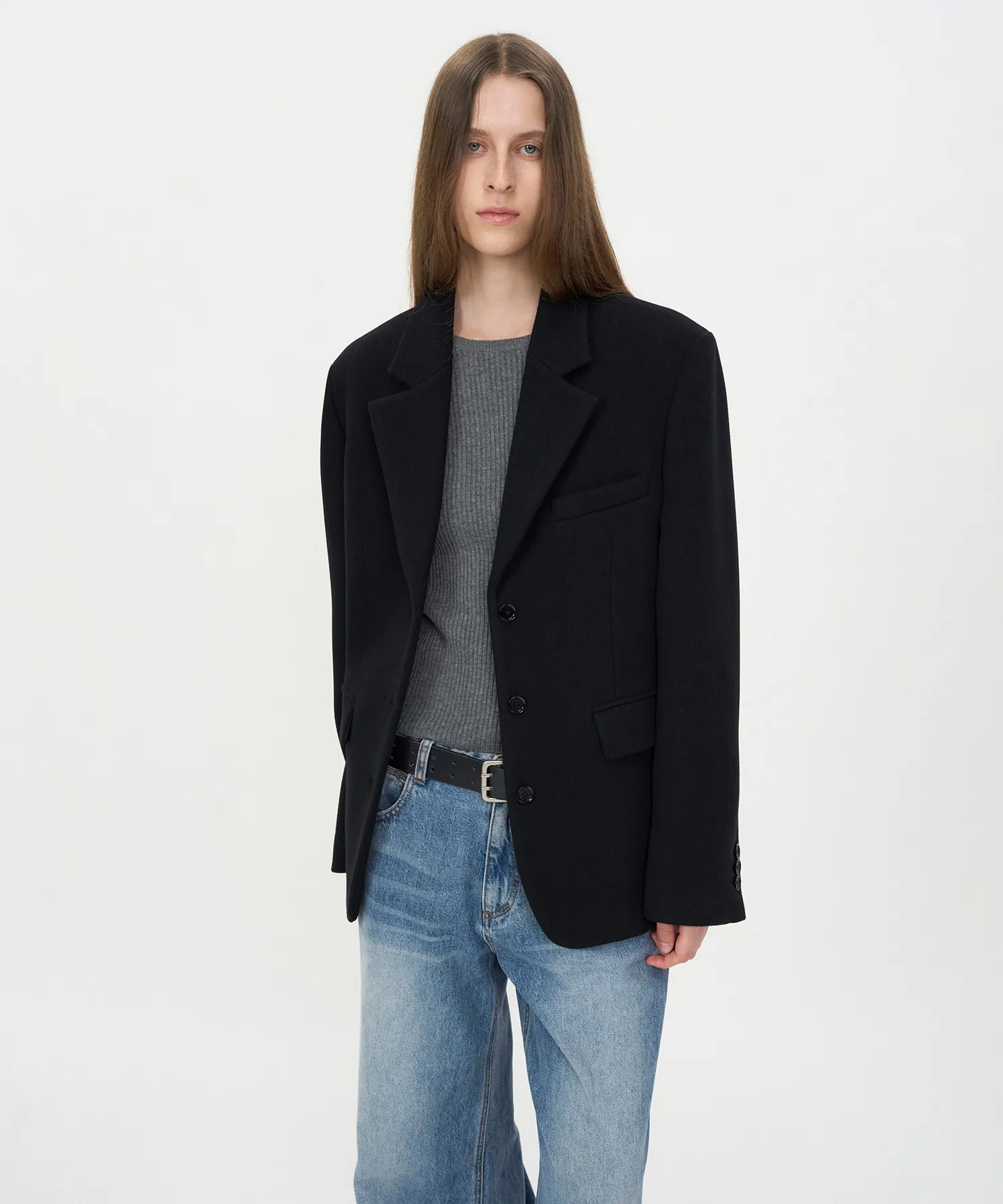 Three-button Wool Blazer