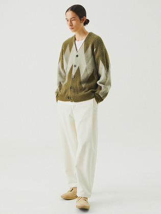 Argyle Mohair Knit Cardigan