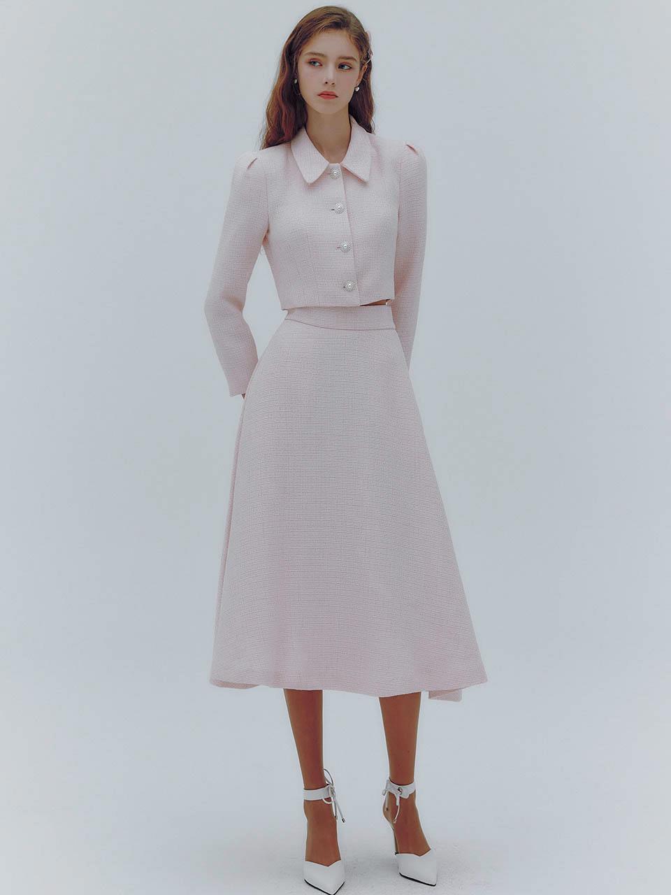 Bell Tweed Midi Flare Skirt