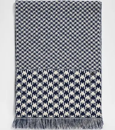Valentino Garavani Houndstooth Fringed-Edge Scarf