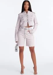 Fashion Nova Women's Parade Cropped Denim Jacket
