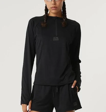 GOALSTUDIO LONG SLEEVE QUARTER ZIP-UP T-SHIRT [BLACK] by W Concept