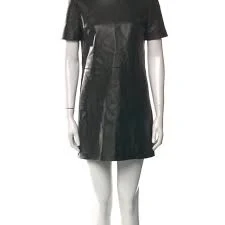 Saint Laurent Black Leather Mini DressSaint Laurent Black Leather Mini Dress