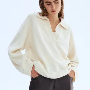 H&M Ladies Fine-knit Collared Sweater