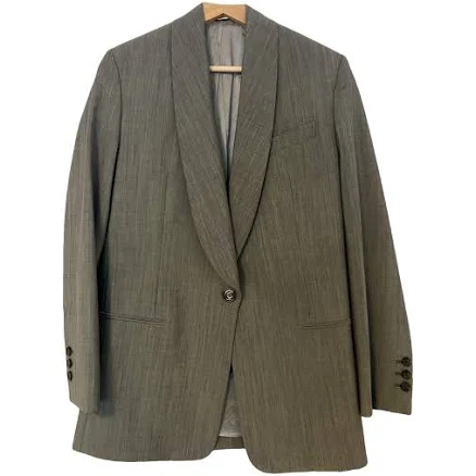 Boss Grey Wool Blazer Shawl Lapel Oversized Women's 34 FR