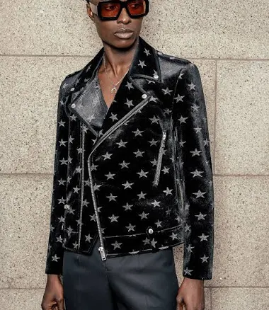 Phix Men's Tailored Fit Velvet Biker Jacket