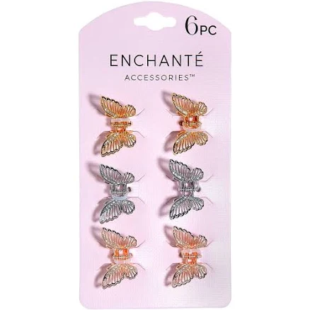 Enchante Accessories Mini Metal Butterfly Claw Clips (6 Pieces)