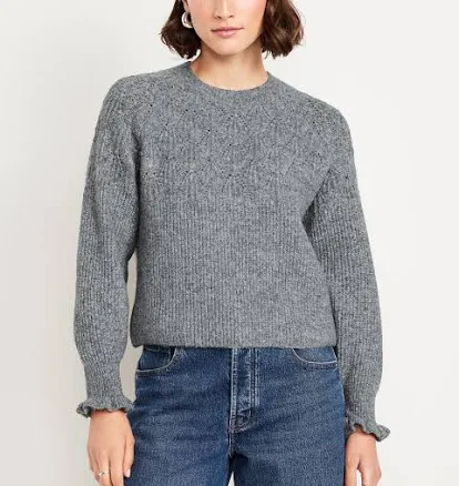 Old Navy Women's Loose Crew-Neck Cropped Sweater