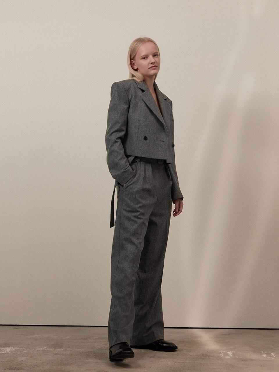 Overfit double short jacket 004 Gray