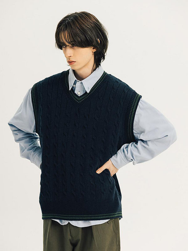 Wool Cable Knit Vest