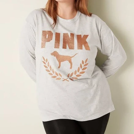 PINK Women's Shine Long Sleeve Campus Tee