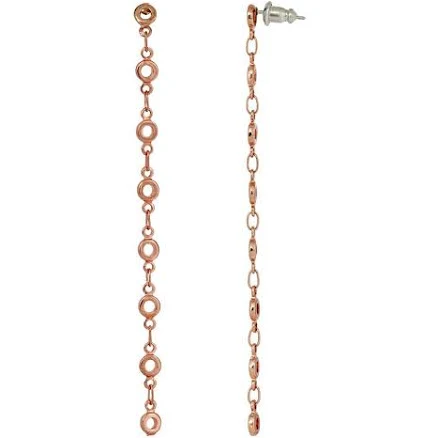 1928 Gold Tone Linear Chain Earrings Women's