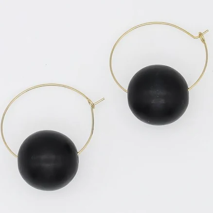 Ball Hoop Dangle Earrings