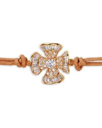 SAACHI Women's Crystal Clover Leather Wrap Choker Necklace
