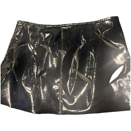 Versace Black Vinyl Mini Skirt Size 38 IT
