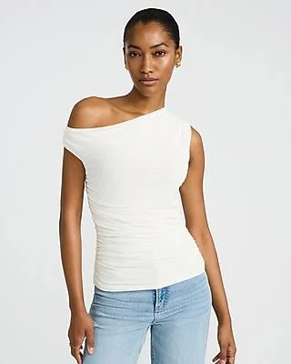 Express Women's Off The Shoulder Ruched Mesh T-Shirt