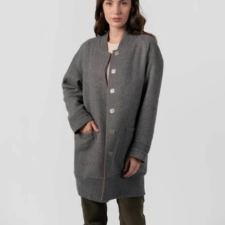 Reversible Bomber Long Coat Potters Clay And Dove Gray