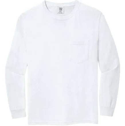 Comfort Colors Long Sleeve Pocket Tee 4410 White Medium