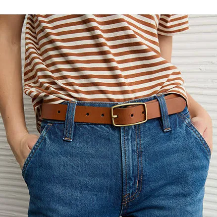 AE Women's Rectangle Buckle Leather Belt