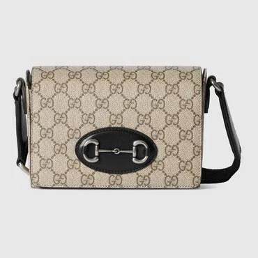 GUCCI Horsebit 1955 Mini Bag, Beige, GG Canvas