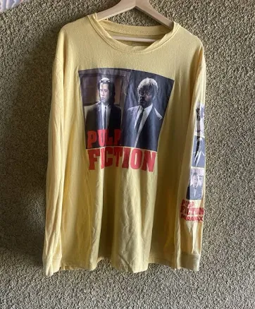 Yellow Pulp Fiction Long Sleeve Promo Quentin Tarantino Movie Shirt