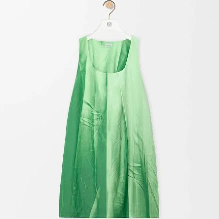 Loewe Gradient-Print Crinkled Cotton Mini Shift Dress Green Women's