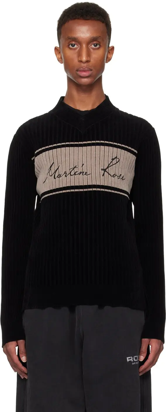 Black Chenille V-Neck Sweater