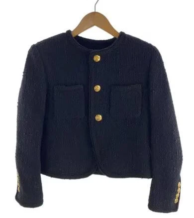 Celine/chasseur Jacket/boucle Tweed/size 34/wool/black/solid