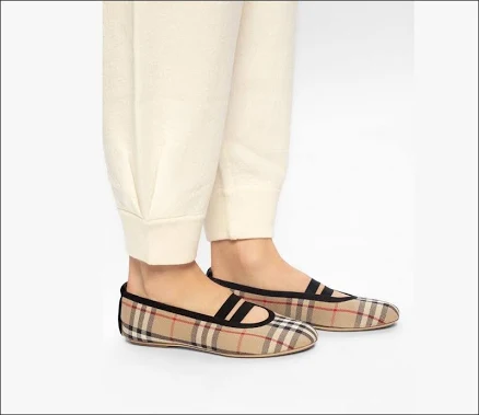 Burberry Women's Grace Vintage Check Cotton Ballet Flats
