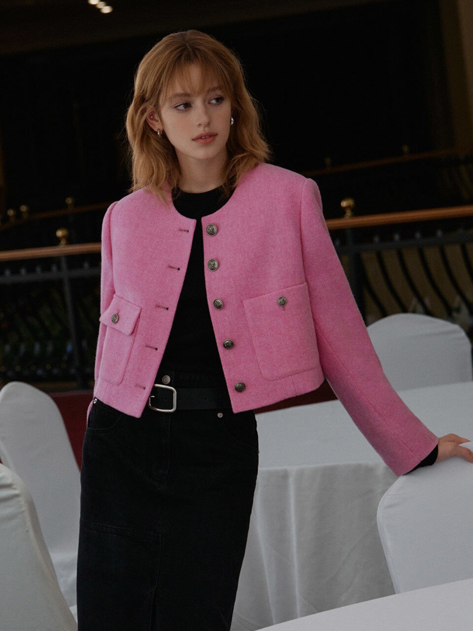 Pink Tweed Crop Jacket KW2AJ7030_72