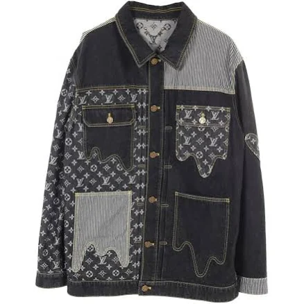 LOUIS VUITTON NIGO Monogram Crazy Denim Giacca Blusa #54 1A9K67 Cotone Nero