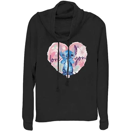 Disney Lilo & Stitch Love You Stitch Cowlneck Graphic Long Sleeve