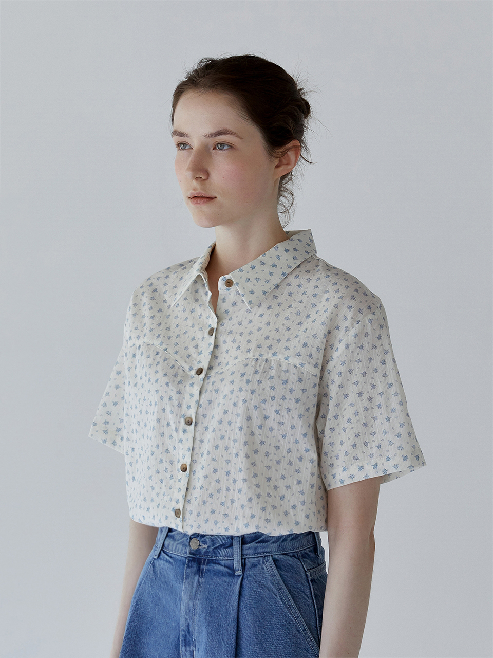 Flower Half Sleeve Shirt _2 Colors