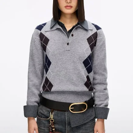 Argyle Wool Knit Top