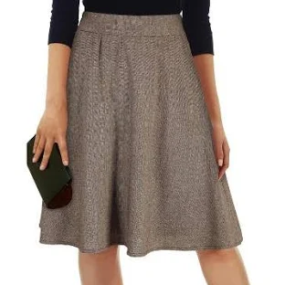 LEVEN SIXTEEN Women's High Waist Pleated Tweed A-Line Skirt