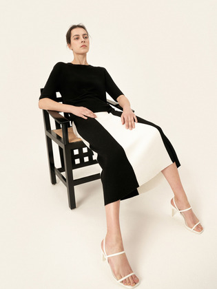 Textured Stripe Flared Skirt