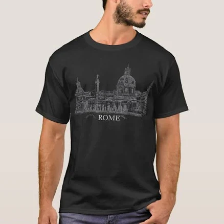 Adult S Rome Italy Ancient Architecture Ink Sketch T-Shirt Men's