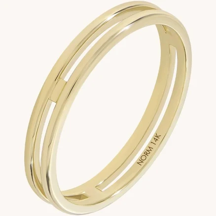 Solid Gold Double Line Stacking Ring