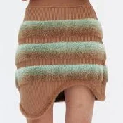 CRYSTAL FAUX FUR TRIMMED WAVY MINI SKIRT