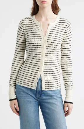 Madewell Women's Striped Boucle-Knit Cardigan