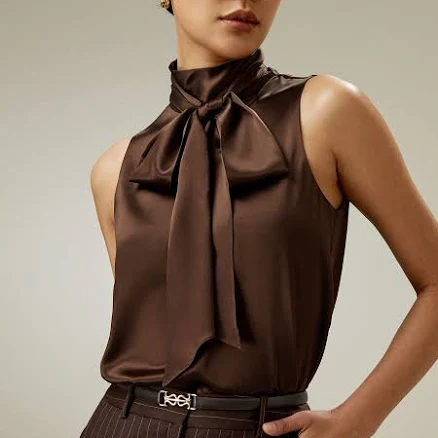 Lilysilk Women's Sleeveless Tie-Neck Silk Blouse