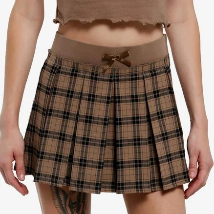 Pleated Plaid Mini Skirt